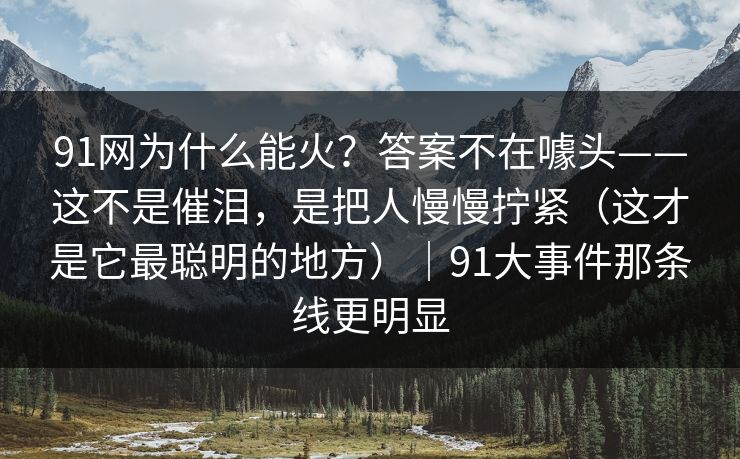 91网为什么能火？答案不在噱头——这不是催泪，是把人慢慢拧紧（这才是它最聪明的地方）｜91大事件那条线更明显
