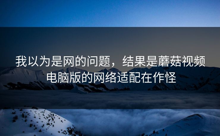 我以为是网的问题,结果是蘑菇视频电脑版的网络适配在作怪 我以为是网的问题,结果是蘑菇视频电脑版的网络适配在作怪