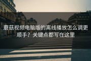 蘑菇视频电脑版的离线播放怎么调更顺手？关键点都写在这里
