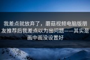 我差点就放弃了，蘑菇视频电脑版朋友推荐后我差点以为出问题——其实是画中画没设置好