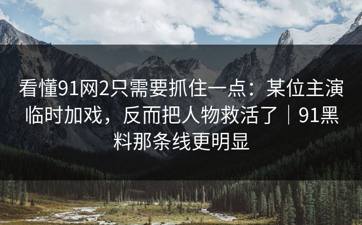 看懂91网2只需要抓住一点：某位主演临时加戏，反而把人物救活了｜91黑料那条线更明显