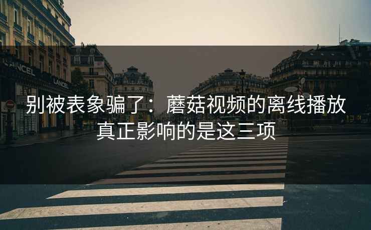 别被表象骗了：蘑菇视频的离线播放真正影响的是这三项