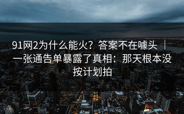 91网2为什么能火?答案不在噱头 | 一张通告单暴露了真相:那天根本没按计划拍 91网2为什么能火?答案不在噱头 | 一张通告单暴露了真相:那天根本没按计划拍