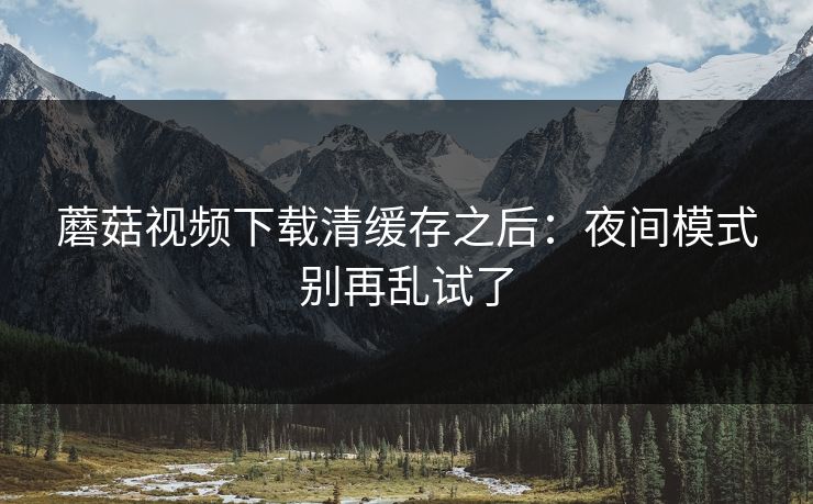 蘑菇视频下载清缓存之后：夜间模式别再乱试了