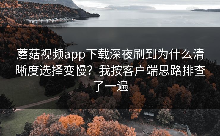 蘑菇视频app下载深夜刷到为什么清晰度选择变慢?我按客户端思路排查了一遍 蘑菇视频app下载深夜刷到为什么清晰度选择变慢?我按客户端思路排查了一遍