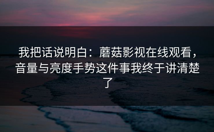 我把话说明白:蘑菇影视在线观看,音量与亮度手势这件事我终于讲清楚了 我把话说明白:蘑菇影视在线观看,音量与亮度手势这件事我终于讲清楚了