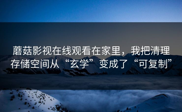 蘑菇影视在线观看在家里，我把清理存储空间从“玄学”变成了“可复制”