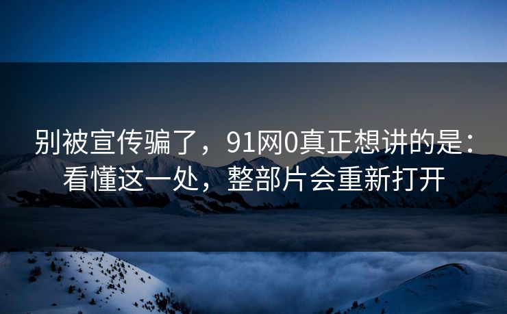 别被宣传骗了，91网0真正想讲的是：看懂这一处，整部片会重新打开